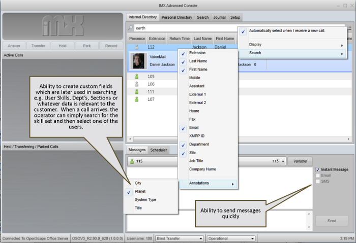 iAC Message Types and Custom fields